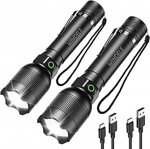 windele Super Bright Rechargeable LED Flashlight - Waterproof, 5 Modes, Compact Design - Perfect for Camping, Hiking, Emergencies (2-Pack) - Amazon.com