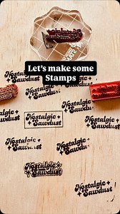 It was time for a new stamp! I decided to play around with a few variations of the new name using my Thunderlaser. They all turned out great just need to add the foam for that perfect impression. Hope you enjoyed this little behind-the-scenes look! #thunderlaserusa #thunderlaser #thunderlasernova35 #maker #makerstamp #lasercutstamps #lightburn #laserengraving | NostalgicSawdust