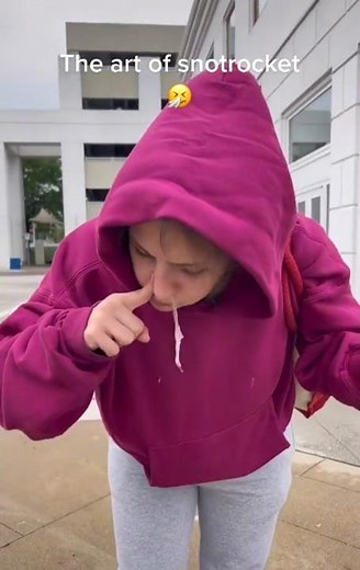 Girl Shoots Out HUGE Snot Rocket