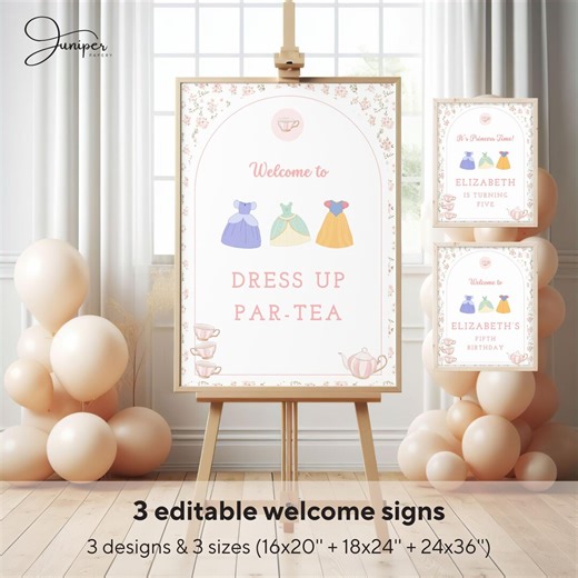 Editable Princess Tea Party Welcome Signs, Royal Princess Party Sign, Fairytale Tea Party Birthday Welcome, Princess Tea Birthday Posters - Etsy