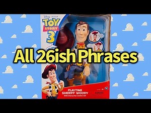 All 26ish Phrases for the Toy Story 3 Thinkway Playtime Sheriff Woody With Interactive Cowboy Hat