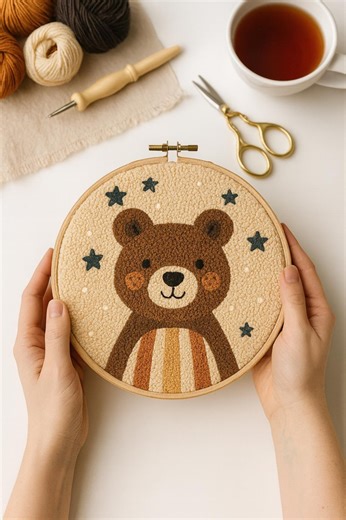 Bear Punch Needle Printable Pattern for Beginners / Instant Download / Embroidery PDF Design / Template for Handmade Art / How to File - Etsy Australia