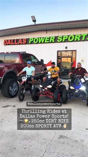 🔥 Thrilling Rides at Dallas Power Sports! 🏍🚀 Get ready to experience pure adventure with our 250cc Dirt Bike and 200cc Sporty ATV – designed for speed, style, and unbeatable off-road performance! 🌟 Whether you love dirt trails or smooth rides, Dallas Power Sports has the perfect ride waiting for you. 💯 Thrilling Rides Await You! 🏍🔥 Unleash the power of adventure at Dallas Power Sports! ✅ 250cc Dirt Bike – Built for speed & off-road excitement ✅ 200cc Sporty ATV – Stylish, powerful & perfe
