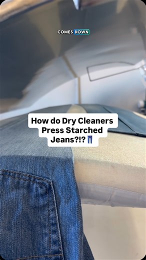 How do Dry Cleaners Press Starched Jeans? 👖 #starch #drycleaning #howto #explain #mindblown | Yale Cleaners