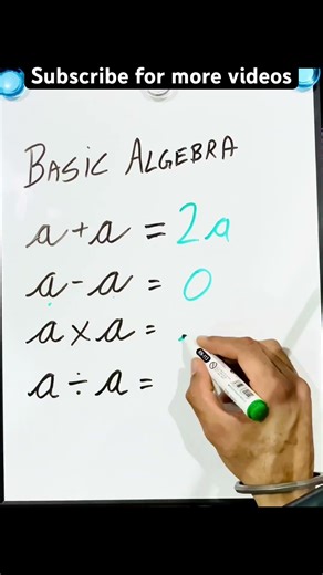 Basic Algebra for Beginners | a+a, a−a, a×a, a÷a Explained Simply