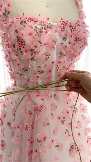 Making a corset 3D floral pink long prom dress with lace up back.Shopping Link: https://missjophiel.com/products/corset-3d-floral-pink-ivory-dress-with-removable-straps-mj2023353We always accept custom orders.#dress #gown #prom #prom2026 #formaldress #promdress #wedding #weddingguestdress #eveningdress #elegant #hautecouture #custommade #pinkdress #longpromdress #partyoutfit #vestido | Miss Jophiel
