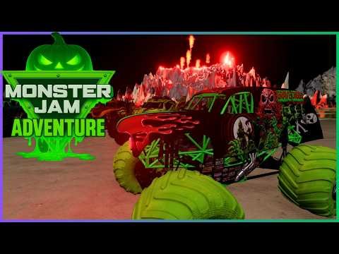 Monster Jam Adventure | Grave Digger Leads the Halloween Zombie Party Hosted by Dragon & Megalodon!