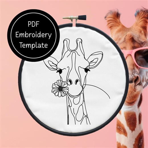 Giraffe - Hand Embroidery Template - Instant Download - Etsy