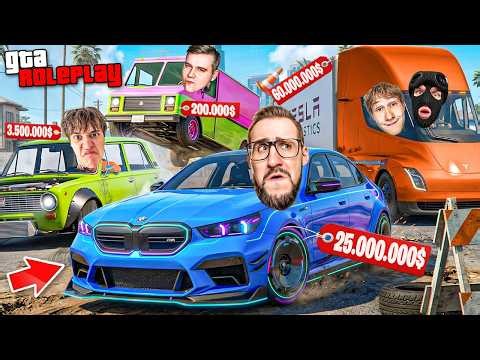 25 РАНДОМНЫХ МАШИНЫ vs 5 ГОНОК vs СЛУЧАЙНЫЙ БЮДЖЕТ! ЭТО ЧИТЫ! КАК ОН ЭТО СДЕЛАЛ? (GTA 5 RP)