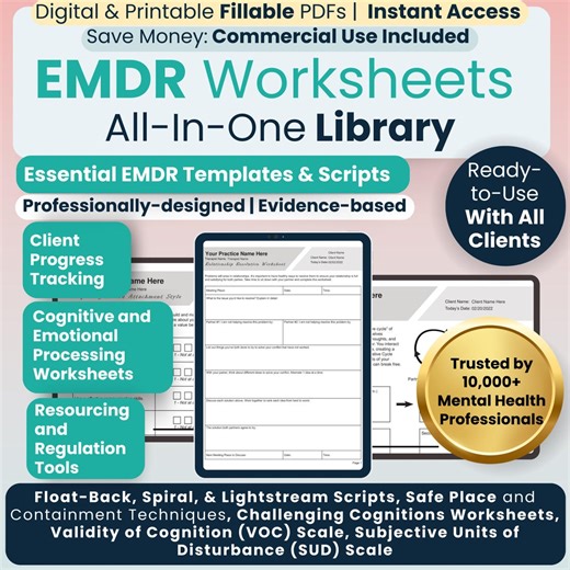 EMDR Worksheet Bundle, 25 Fillable, Printable Pdfs,eye Movement Psychotherapy Bundle,emdr Scripts for Therapist,psychotherapy Treatment Plan - Etsy