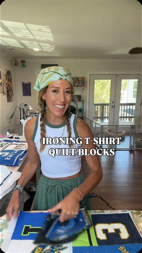 Lala Sewz 🪡 on Instagram: "no fake ironing or fake friends 🫶🏼 #quilting #tshirtquilt #memoryquilt #nofakefriends #ironing"