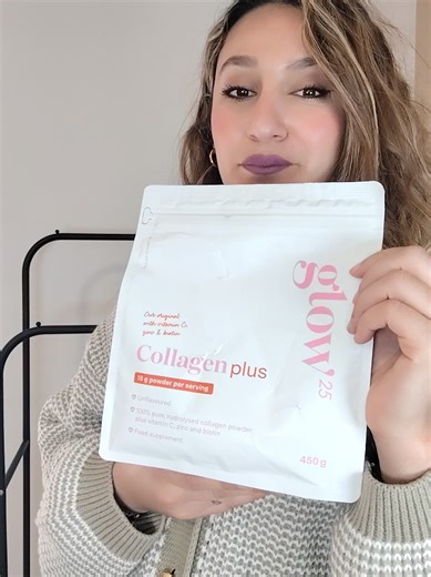 Glow25 Collagène Plus [450g] – avec Vitamine C, Zinc et Biotine – Hydrolysat de Collagène Premium – Peptides Type 1 et 3 – Haute Solubilité