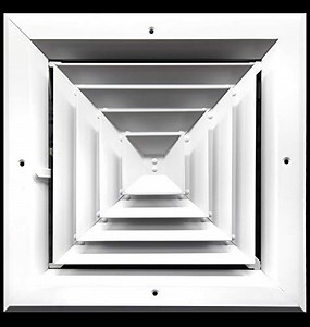 12" x 12" 4-WAY SUPPLY GRILLE - DUCT COVER & DIFFUSER - LOW NOISE - For Ceiling - With Opposing Damper Blades