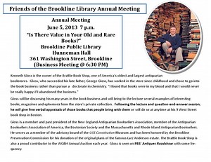 Friends of the Brookline Library Annual Meeting
