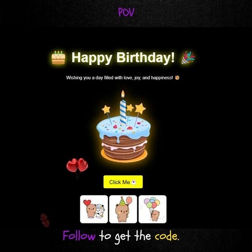Impress your Pokkie With This Amazing Birthday HTML, CSS Code