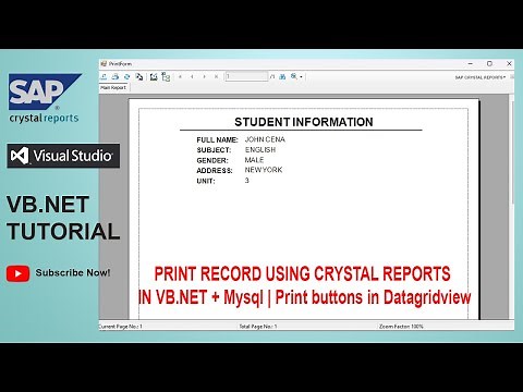 How to create report in Crystal Report using vb.net + Mysql with (Print buttons in Datagridview)