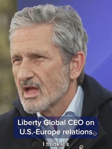 Liberty Global CEO Mike Fries discusses the state of relations between the United States and Europe during an interview with CNBC at the World Economic Forum in Davos on Thursday. Watch more at the #linkinbio or tap on your screen. #CNBC