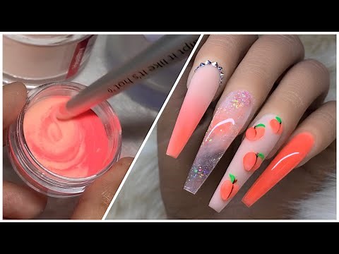 Mixing Acrylics To Create 3D Peach Nails | Nail Art Tutorial
