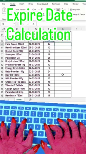 Expire date calculation 🧮 #excel #exceltips