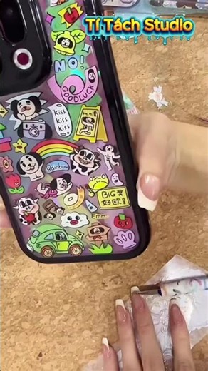 Aesthetic Phone Case DIY: Cute Sticker Paste Transformation#sho#AestheticCase#DIYShorts#titachstudio
