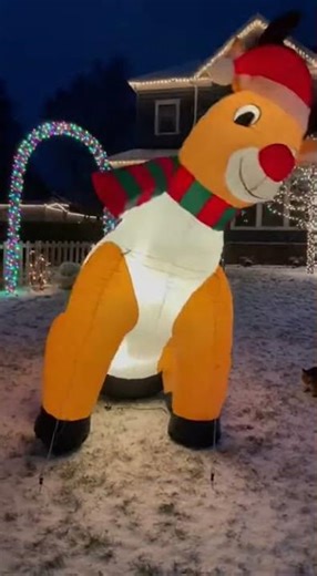 Rudolph vs. The Wind: Hilarious Inflatable Reindeer Struggle 🎄💨