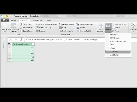 Excel Magic Trick 1411: Power Query Add Prefix to Account Numbers in Column