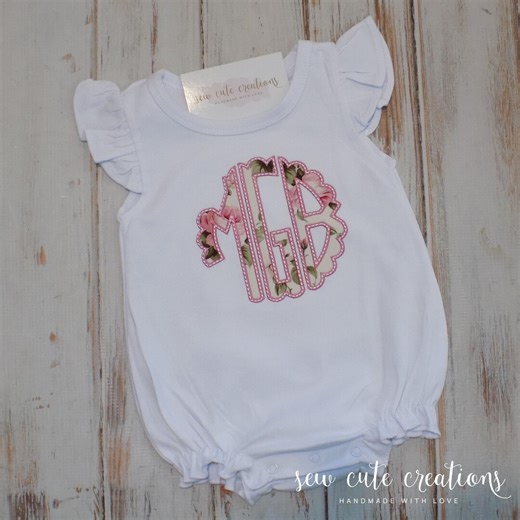 Monogram Baby Bubble Flutter Sleeve Romper - Etsy