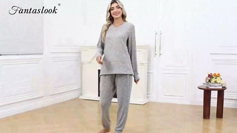 Fantaslook Womens Pajamas Sets Long Sleeve Shirts and Drawstring Pants With Pockets Two Piece Lounge Sets Fall Oufits