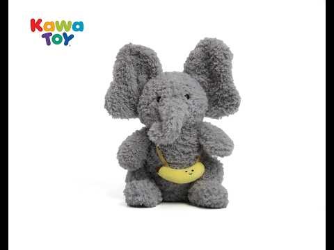 Interactive Folding Ear Elephant Plush Toy Grey