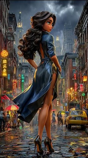 Happy Rain Walk in Neon City! 🌧️😄 AI Short (Endless Joy) #neon #animation #dance #rain