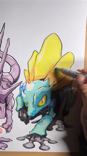 Robby Ramos on Instagram: "The process of the Inteleon inspired Gecko 🦎✍🏽💨 #art#artist#fanart#draw#drawing#inspiration#kanto#pokedex#pokemonart#pokemon#pokemonfanart#inteleon#fyp#fypage#trending#reels#crestedgecko#gecko#reptiles#epic#process#video#explore"