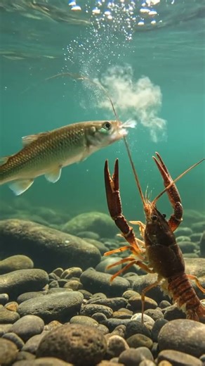 Fish vs Crayfish 🐟🦞 | Underwater Battle in 4K! #Shorts