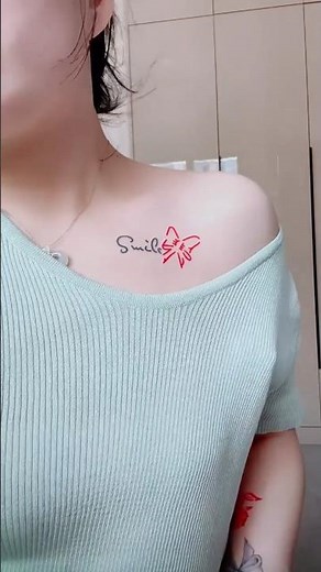 Simple Butterfly Tattoo on Collarbone 🦋