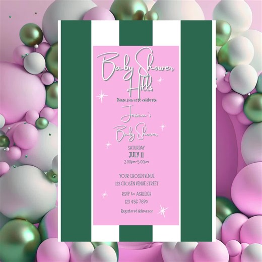 Beverly Hills Hotel Baby Shower Editable Invitation, Instant Download - Etsy