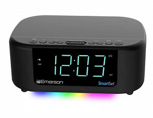 Emerson SmartSet Dual Alarm AM/FM Clock Radio, Bluetooth Speaker, Type C USB Port and 7 Color LED Pulse to Music Lights, CKS8888