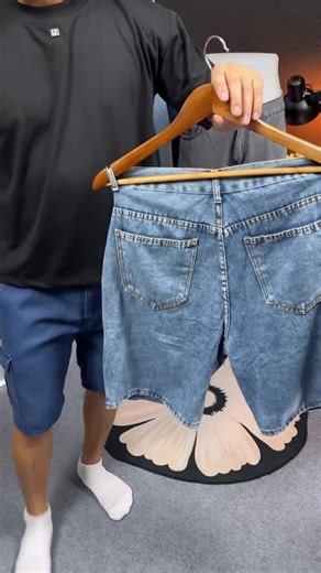 Lowell Baggy Maong Shorts For men's Casual Menswear Plain Denim Korean Style Tropical Big Lingerie Human Blue