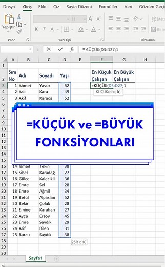 Excel'de Min ve Max Fonksiyonları Kullanımı