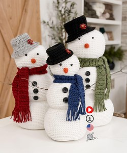 CROCHET PATTERN & VIDEO/ Jumbo Amigurumi Snowman, Crochet Snowman Pattern, 3 Sizes, Winter Decor, Pdf - Etsy Canada
