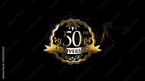 Celebrate 50th Anniversary Greetings in Gold Logo, Happy 50th Anniversary, Golden 50th Years Wedding Anniversary, 50 Year Anniversary Animation Video