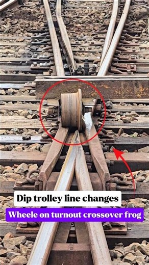 Dip trolley line changesWheele on turnout crossover frog#automobile #railwaycontent#railvlogger