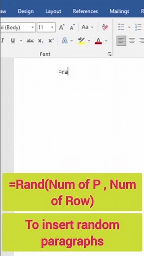 How to insert random paragraph in Ms Word #randparagraph #wordtrick