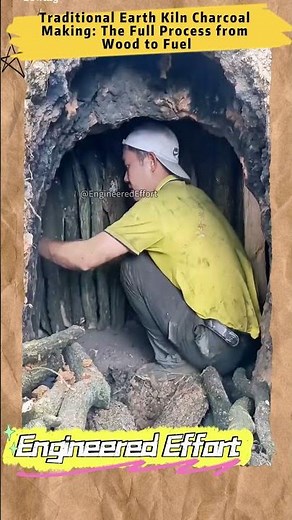 Traditional Earth Kiln Charcoal Making The Full Process from Wood to Fuel #EngineeredEffort