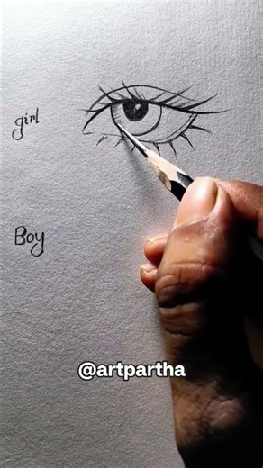korean girl Vs boy eye drawing ✨