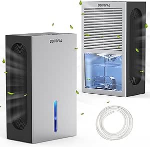 96oz Dehumidifier, DDVIVAL 1000 Sq.ft Dehumidifiers for Home, Dehumidifier with 4 Condensers and 2 Working Modes, 7 Color LED Light Small Dehumidifiers for Bedroom Room Bathroom Closet Basement RV