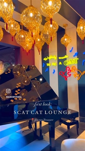 We are in love with the Scat Cat Lounge aboard the Disney Treasure! 😍 This is an Aristocat's themed piano lounge with an old school jazz feel. With hints of the movie throughout the lounge and in the drinks, it's a playful nod to the musical cats we love 🐈🐈‍⬛ Book your trip now:✨ https://apps.itams.com/AcademyCRM/form/social/TKI #Disneycruiseline #DisneyTravelProfessional #disneycruise #disneytreasure #scatcatlounge #disneycruiselounge | The Kingdom Insider