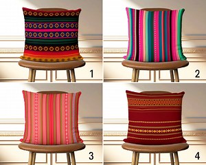 Vivid Striped Aztec Design Pillow Cover, Ethnic Tribal Throw Pillow Case, Pink Red Southwestern Cushion Cover, Aztec Print Decor, Any Size - Etsy