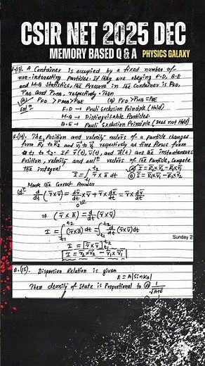 CSIR NET 2025 DEC Physics Solution | Memory Based Q & A ‪@physicsgalaxy1537‬ #csirnet #netphysics