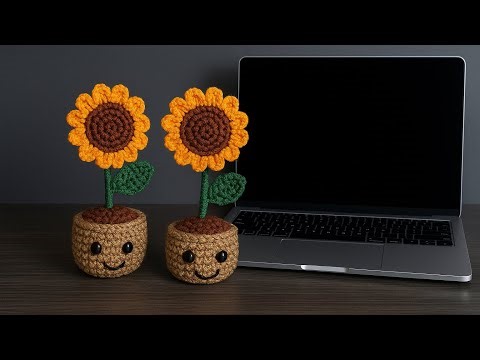🌻 Crochet flower pot 🌻 How to crochet sunflower pot for beginners | A step by step crochet tutorial