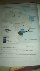 Observe the map given below (Population Density of Brazil 2010 ... | Filo