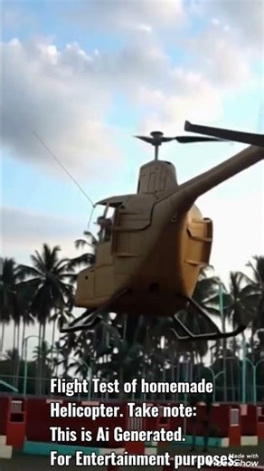 Flight Test of Homemade Helicopter. Take Note: META Ai Generated.